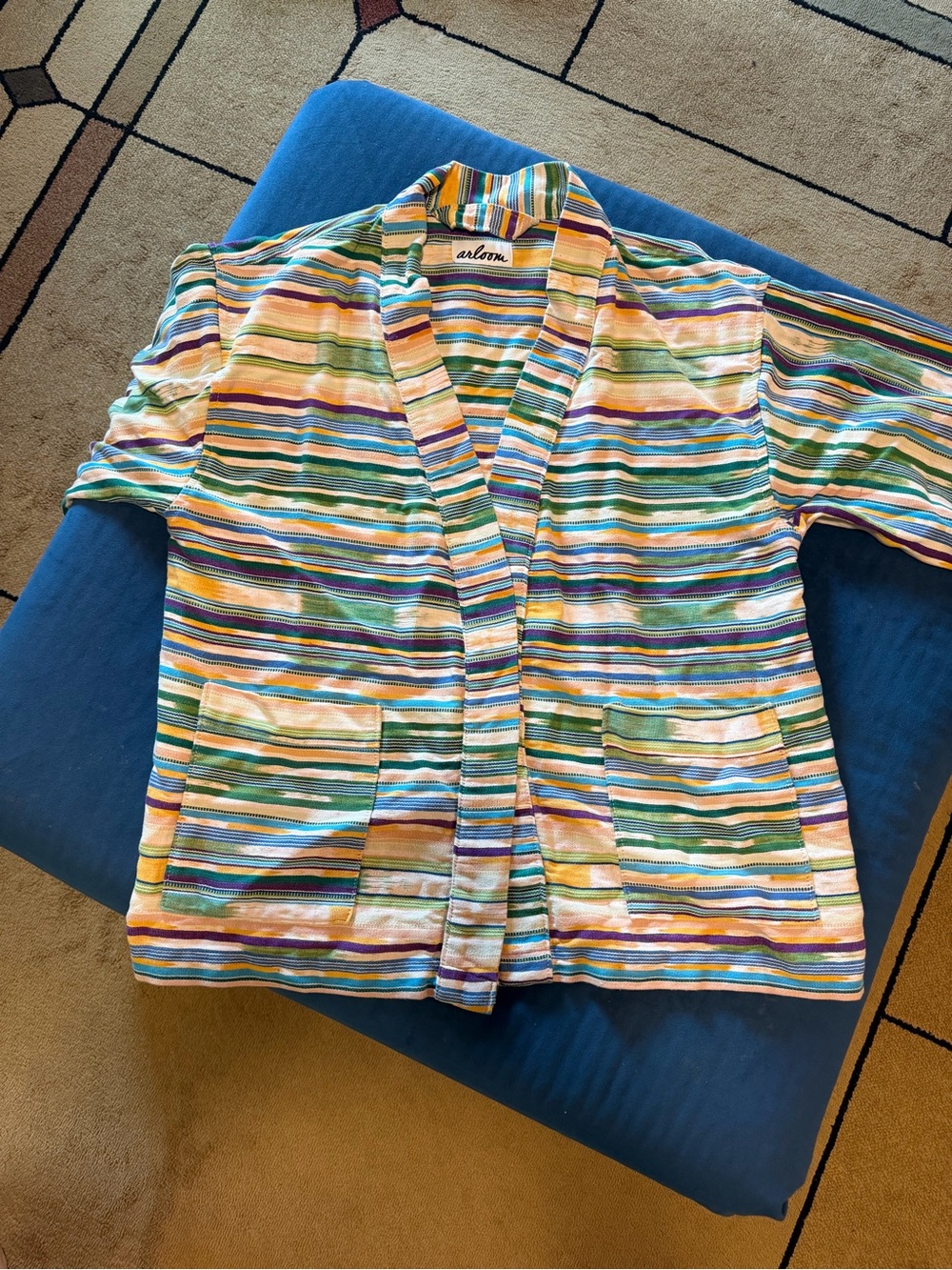 Striped Open-Front Sweater Jacket - Multi - Picture 3 of 4